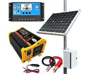 oUyOo Kit De Panel Solar, Sistema De Energía Solar con Inversor De Energía De 4000 W Y Paneles, Sistema De Energía Solar Completo con Batería E Inversor para Casa, Cobertizo, Granja, Barcos RV
