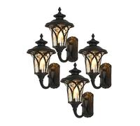 OUYUE Aplique Pared Exterior Moderno Lámpara De Pared Para Exteriores 17,3", Aplique Retro Impermeable, Luz Aluminio, Farol Vidrio Para Para Jardín Villa Lampara Para Terraza Jardin(Black,4 Pack)