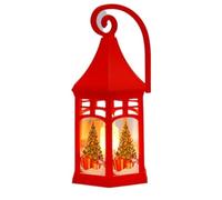 OUYUE Farolillos de Navidad Antiguo Linterna De Vela Navideña con LED Sin Llama Y Temporizador, Candelero Plástico para Interiores Exteriores Decoración Navideña(C)