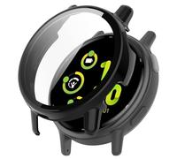 OUZAN Funda protectora compatible con Garmin Vivoactive 5, carcasa rígida de policarbonato de cuerpo completo y protector de pantalla de vidrio templado HD (negro)