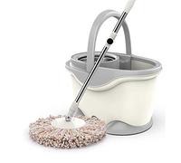 OUZBEM Spin Mop - Limpieza fácil de la casa con cabeza giratoria - Fregona manos libres - Soporte de acero inoxidable Vision