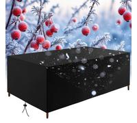 OUZUIU Funda de mesa de jardín resistente al agua 95 x 75 x 60 cm (largo x ancho x alto) 420D Oxford anti-UV, funda rectangular para muebles de patio, protector de sofá de ratán resistente al viento