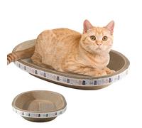 Oval Cat Scratcher Pad - Tarjeta de rascar de cartón de alta densidad, protector de muebles respetuoso con el medio ambiente, cama de dormir en reposo doble | Cat interior Scratching Post