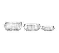Oval Cesta de Alambre Set 3 Piezas Metal Almacenamiento Cocina Decoración Jardín