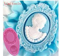Ovalada y camafeo oval del capítulo pasta de azúcar del marco del molde de silicona miniatura Herramientas Espejo azúcar torta de la pasta de decoración para hornear de silicona