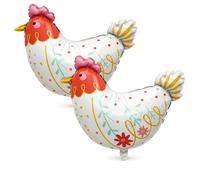 Ovanda 2 globos de gallina, globos de papel de aluminio, globos de gallina, globos de gallina, globos de animales, decoración de animales de granja, globos de helio, para granja, cumpleaños infantil