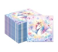 Ovanda 20 servilletas de cumpleaños de unicornio (33 x 33 cm), servilletas de unicornio para cumpleaños infantiles, fiestas de bebé, decoración de mesa, servilletas de papel con diseño de unicornio