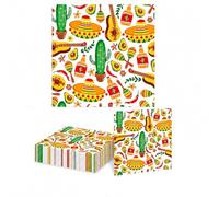Ovanda Fiesta, 20 unidades, 33 x 33 cm, servilletas de papel de 1 capa con cactus, sombrero y aguacate, decoración de mesa para fiestas mexicanas, cumpleaños, veladas, fiestas de verano, buffet y
