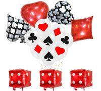 Ovanda Globos decorativos para casino, 15 unidades, globos decorativos de póquer, globos de látex para póquer de Las Vegas, para la noche y el cumpleaños de Las Vegas