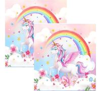 Ovanda Servilletas de cumpleaños de unicornio (33 x 33 cm), 20 servilletas de unicornio para cumpleaños infantiles, fiesta de bebé, decoración de mesa, servilletas de papel con diseño de unicornio