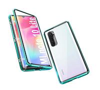 OVANN Funda para Xiaomi Mi Note 10 Lite Carcasa Adsorcion Magnetica Tech Cover 360 Grados Protección Marco Aluminio Vidrio Templado Imán Fuerte Metal Flip Case