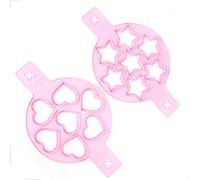 OVAQUIXI 2 uds. Anillo de Silicona para Tortitas y Huevos, Molde para Tortitas con Pequeños Orificios de Aireación y Orejas Extendidas para Sartén Antiadherente, Apto para Horno, sin BPA