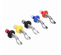 OVAQUIXI 5 Tapones de Vino de Silicona Reutilizables Sellador de Botellas Al Vacío para Conservar Vino Cerveza, con Acero Inoxidable, Cubiertas de Colores (Estilo de pegamento simple + pegamento