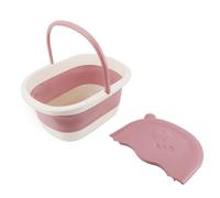 OVAQUIXI Baño de Pies Plegable, Remojo de Pies de Plástico Duradero con Masajeador, Perfecto para Relajar los Después de un Largo Día, Diseño Portátil de 39x30x17 Cm para Uso Doméstico (Rosáceo)