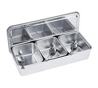 OVAQUIXI Caja de Condimentos de Cocina, Tarro de Almacenamiento de Acero Inoxidable con 3 Rejillas para Bocadillos de Harina, Azúcar y Sal