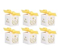 OVAQUIXI Cajas de Regalo para Fiestas Cajas de Papel para Regalos de Boda 50 Piezas 2,6 X 2,6 X, Pulgadas con Cinta Dorada Estampado Mi Bautizo para Bautismo Boda Baby Shower Embalaje de Regalo de
