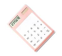 OVAQUIXI Calculadora Solar con Pantalla Táctil, 8 Dígitos LCD, Diseño Transparente de Material PS para Oficina Escuela Hogar (Pink)