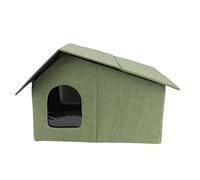 OVAQUIXI Casa Exterior Plegable para Gatos con Tela Impermeable, Refugio Seguro y Espacioso para Gatos Perros Pequeños, Fácil Montaje 64x43x39cm (Green)