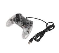 OVAQUIXI Controlador RGB de Juego con Cable, Giroscopio de 6 Ejes Gamepad con Función de Luz Cuerpo Transparente Doble Vibración para Interruptores PC PS, Transparente