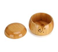 OVAQUIXI Cuenco de Almacenamiento de Hilo de Madera con Tapa, Madera, 3,9 X 5,9 Pulgadas, Diseño Circular para Tejer y Manualidades, Protección contra el Polvo