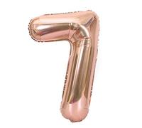 OVAQUIXI Globos con Números de Aluminio Grandes de Oro Rosa de 40 Pulgadas 0 1 2 3 4 5 6 7 8 9 para Decoración de Fiesta de Cumpleaños de Boda con Flotador de Helio Reutilizable (numero 7)