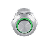OVAQUIXI Interruptor de Botón Momentáneo de Metal Resistente Al Agua de 12 Mm con LED Azul, Carcasa de Latón Duradera, Ideal para Aplicaciones en Exteriores y Operación Fácil de Usar (GREEN)
