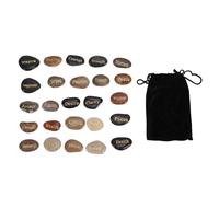 OVAQUIXI Juego de 25 Uds de Piedras Runas Grabadas con Letras Doradas, Piedra de Cristal para Adivinación, Brujería, Yoga, Meditación, Decoración del Hogar,