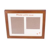 OVAQUIXI Juego de Huellas de Manos para Bebés, Hermoso Marco de Fotos, Tinta Negra, Kit de Impresión para Recién Nacidos para Madres y Bebés (Marco de fotos marrón)