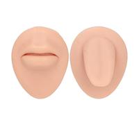 OVAQUIXI Juego de Modelos de Boca y Lengua Simulados de Silicona (1 Modelo de Boca + 1 Modelo de Lengua) Suave, Flexible, Cómodo, Se Adapta a la Práctica de Perforación de Labio/lengua, (Tono de