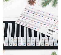OVAQUIXI Juego de Pegatinas de Piano Transparentes para Teclado de 61 Teclas Notas Musicales y Números Extraíbles para un Fácil Aprendizaje para Padres y Profesores 3,5 * 1,5 Cm