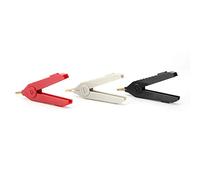 OVAQUIXI Juego de Pinzas de Cocodrilo 20A Chapadas en Oro Duraderas con Diseño de Dientes de Sierra para Pruebas de Voltaje 3 Piezas