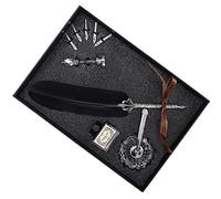 OVAQUIXI Juego de Pluma de Pluma, de Inmersión, Regalo de Caligrafía Antigua, 6 Puntas de Repuesto, Ideal para Profesores y Estudiantes (BLACK)