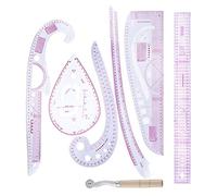 OVAQUIXI Juego de Reglas Curvas de 7 Piezas, PVC de Alta Transparencia, Escala Precisa, Regla de Costura Flexible para Diseño y Dibujo de Ropa