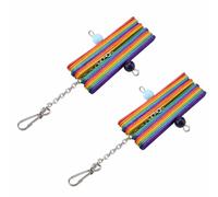 OVAQUIXI Juguete para Masticar Pájaros de Madera, Palito de Paleta Colorido, Juguete para Loros con Cuentas de Plástico para Suministros de Jaula de Pájaros Pequeños y Medianos, 2