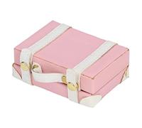 OVAQUIXI Maleta De Metal En Miniatura para Casa De Muñecas, Niños para Juegos De Roles De Muñecas, Decoración De Casa De 1:6 para, Tela/Plástico/Metal, 7.6X5.1X2.5Cm (Pink)