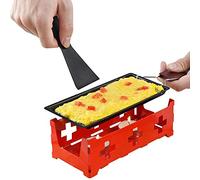 OVAQUIXI Mini Juego de Parrilla Raclette, Sartén Antiadherente para Derretir Queso con de Madera Plegable, para Uso Doméstico y de Restaurante (rojo)