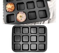 OVAQUIXI Mini Moldes para Hornear Pan de 12 Cavidades Molde para Brownie Antiadherente de Acero Al Carbono Molde para Muffins de 12 Cavidades para (para hornear cuadrado negro extra grueso de)