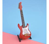 OVAQUIXI Modelo de Guitarra en Miniatura Mini Guitarra Eléctrica Modelo de Arte 18 Cm 7,1 Pulgadas Tilo con Soporte de Exhibición para Decoración de la Oficina en el Hogar Arte Regalo (Rojo)