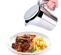 OVAQUIXI Olla Térmica para Salsa de Acero Inoxidable 304, Salsera con Aislamiento de Doble Pared de 750 Ml con Tapa y Pico Antigoteo, Servidor Abierto con una Sola Mano para Uso en Tocador de Crema
