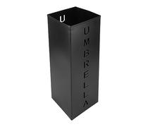 OVAQUIXI Paragüero de Metal Moderno, Soporte Cuadrado Negro con Diseño Hueco, 16,5x6,3x6,3 Pulgadas, Acero con Recubrimiento en Polvo para Entrada, Oficina