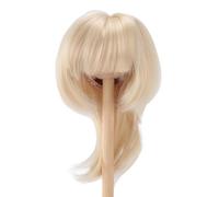 OVAQUIXI Peluca Corta y Recta para Muñeca, Material de Seda de Alta Temperatura, Cuero Cabelludo Simulado Suave, Personalizable para Muñecas con Cabeza de 18,5 a 21 Cm (Leche De Oro)