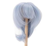 OVAQUIXI Peluca Corta y Recta para Muñeca, Material de Seda de Alta Temperatura, Cuero Cabelludo Simulado Suave, Personalizable para Muñecas con Cabeza de 18,5 a 21 Cm (azul claro)