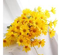 OVAQUIXI Ramo de Flores de Margaritas Artificiales, Flores de Margaritas Falsas de Plástico con Tallos Flexibles, Nunca Se Desvanecen, sin Riego, Decoración del Hogar para Sala de Estar, Dormitorio,
