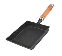 OVAQUIXI Sartén Tamagoyaki, Mini Sartén de Hierro Fundido con de Madera para Huevos, Panqueques, Placas de Inducción