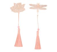 OVAQUIXI Separadores de Libros Huecos de Color Rosa Dorado, Marcapáginas de Metal con Baño de Acero Inoxidable, con Elegantes Borlas para Amantes de la Lectura