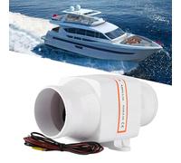 OVAQUIXI Soplador de Aire de Sentina Marina, Ventilador de Ventilación en Línea Fuerte de 3 Pulgadas con Alto Flujo 130 CFM para Yate, Barco, RV, 12 V (12V)