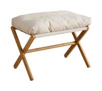 OVAQUIXI Taburete de Pie Suave Reposapiés Acolchado Otomano Pequeño Taburete de Acento con Cojín de Terciopelo Grueso para la Sala de Estar Dormitorio Siesta (Beige)