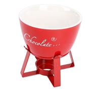 OVAQUIXI Taza de Fondue de Chocolate, Taza de Cerámica para Derretir con Tenedor para Compartir Deliciosas Delicias en Fiestas en Casa (rojo)