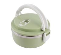OVAQUIXI Térmica Caja con Aislamiento de Acero Inoxidable Contenedor Redondo de una Sola Capa con Hebilla Diseño a Prueba de Fugas Ligero 217 G para Niños Adultos Escuela Oficina Picnic (GREEN)