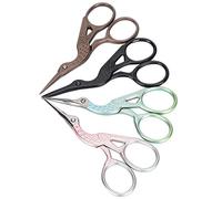 OVAQUIXI Tijeras de Bordado con Diseño de Grúa, Acero con Alto Contenido de Carbono de 3,5 Pulgadas, Tijeras de Sastre Retro para Proyectos de Costura, Oro Rosa, Negro, Rosa Verde, Azul-verde